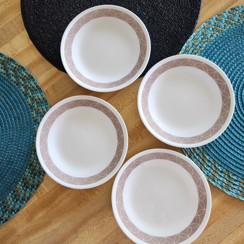 4 Corelle Sand Sketch Bread and Butter Snack Plates 6.75"